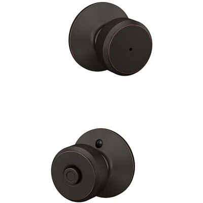 SCHLAGE F40 BWE 716 Bowery Manopola di blocco per privacy, bronzo anticato SCHLAGE F40 BWE 716 Bowery Manopola di blocco per privacy, bronzo anticato
