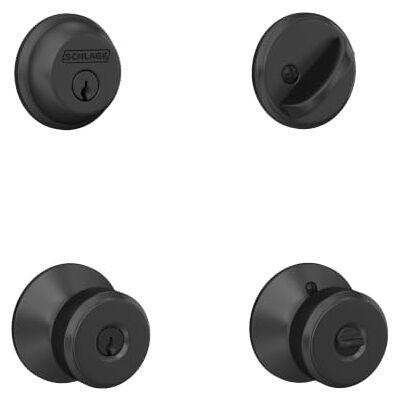 SCHLAGE FB50N G BWE 622 Chiavistello singolo cilindro e pomello Bowery con chiave, colore: nero opaco SCHLAGE FB50N G BWE 622 Chiavistello singolo cilindro e pomello Bowery con chiave, colore: nero opaco