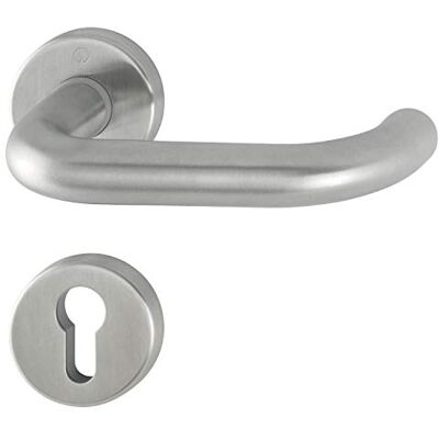 HOPPE Maniglia Paris su rosette, in acciaio INOX opaco, 40-45, 8,5 velocità HOPPE Maniglia Paris su rosette, in acciaio INOX opaco, 40-45, 8,5 velocità