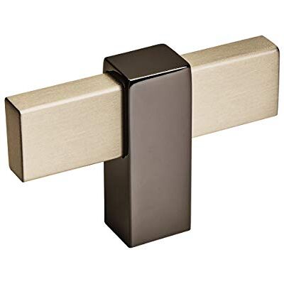 Amerock Mulino Pomello per armadietto, 60 mm, colore: argento champagne/nero Amerock Mulino Pomello per armadietto, 60 mm, colore: argento champagne/nero