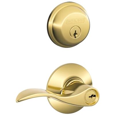 SCHLAGE FB50N V Acc 505 B60 catenaccio singolo cilindro e F51 chiave Entrata Accent Leva chiave allo stesso modo, Bright Brass Finish Lock Company SCHLAGE FB50N V Acc 505 B60 catenaccio singolo cilindro e F51 chiave Entrata Accent Leva chiave allo stesso modo, Bright Brass Finish Lock Company