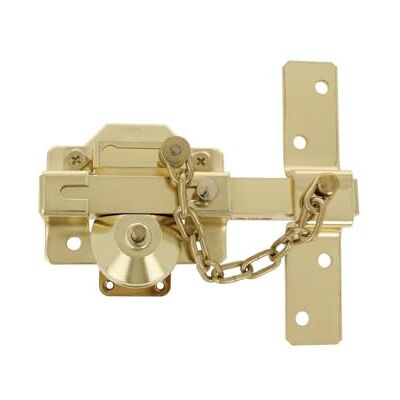 Amig Serratura da sovrapporre con cilindro rotondo, fermo e catena mod. – 88 x 153 mm – Serratura di sicurezza con chiave e fermo – Include 5 chiavi a maglia – Acciaio dorato Amig Serratura da sovrapporre con cilindro rotondo, fermo e catena mod. – 88 x 153 mm – Serratura di sicurezza con chiave e fermo – Include 5 chiavi a maglia – Acciaio dorato