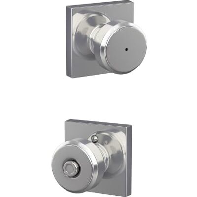 SCHLAGE F40 BWE 625 COL Pomello Bowery con finiture Collins serratura per porta privacy per letto e bagno, cromato brillante SCHLAGE F40 BWE 625 COL Pomello Bowery con finiture Collins serratura per porta privacy per letto e bagno, cromato brillante