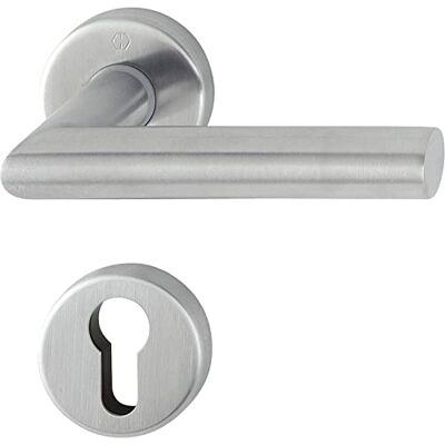 HOPPE maniglia Amsterdam con rosone PZ cilindro, in acciaio inox opaco, HOPPE maniglia Amsterdam con rosone PZ cilindro, in acciaio inox opaco,