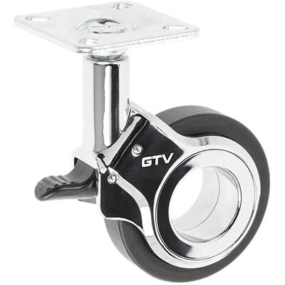 GTV Ruote girevoli per mobili, con freno, diametro 60 mm, in plastica e acciaio, colore nero e cromato GTV Ruote girevoli per mobili, con freno, diametro 60 mm, in plastica e acciaio, colore nero e cromato
