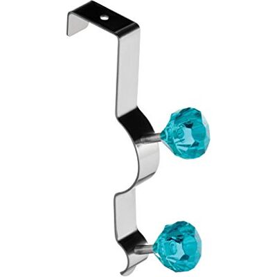 PREMIER Housewares Appendiabiti da porta cromato con 2 ganci con diamanti, colore: Verde-azzurro PREMIER Housewares Appendiabiti da porta cromato con 2 ganci con diamanti, colore: Verde-azzurro