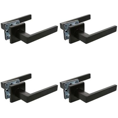 Amig Set di 4 maniglie per porte interne con rosetta Modello 54 x 54 mm perno quadrato 8 mm Design elegante e semplice Acciaio inossidabile nero Amig Set di 4 maniglie per porte interne con rosetta Modello 54 x 54 mm perno quadrato 8 mm Design elegante e semplice Acciaio inossidabile nero