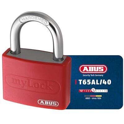 ABUS Lucchetto T65AL/40 myLOCK Personalizzabile con Pennarello per Spogliatoi e Armadietti Corpo in Alluminio Massiccio Livello di Sicurezza 5 Rosso ABUS Lucchetto T65AL/40 myLOCK Personalizzabile con Pennarello per Spogliatoi e Armadietti Corpo in Alluminio Massiccio Livello di Sicurezza 5 Rosso