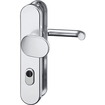 GRUNDMANN Argento FH 1752 guarnizione di ricambio su targa lunga PZ 88 con protezione nucleare, maniglia a U e pomello della porta ÖNORM, alluminio anodizzato GRUNDMANN Argento FH 1752 guarnizione di ricambio su targa lunga PZ 88 con protezione nucleare, maniglia a U e pomello della porta ÖNORM, alluminio anodizzato