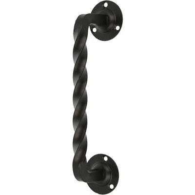 Amig Maniglione per porte di passaggio o d'ingresso Modello 190 mm Maniglia con placca in acciaio e tirante in Zamak Finitura nera Include rosetta Stile rustico forgiato a mano Amig Maniglione per porte di passaggio o d'ingresso Modello 190 mm Maniglia con placca in acciaio e tirante in Zamak Finitura nera Include rosetta Stile rustico forgiato a mano
