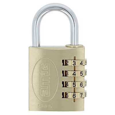 Amig 23621 Lucchetto a combinazione Modello Ottone e arco in acciaio trattato Larghezza: 40 mm Amig 23621 Lucchetto a combinazione Modello Ottone e arco in acciaio trattato Larghezza: 40 mm