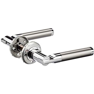Alpertec Solid 6-R cromo/satinato bicolore in acciaio inox BB per stanza porte pulsante set maniglia porta guarnizioni, Alpertec Solid 6-R cromo/satinato bicolore in acciaio inox BB per stanza porte pulsante set maniglia porta guarnizioni,