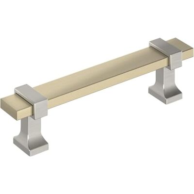 Amerock Overton Maniglia per armadietto, 96 mm, colore: champagne dorato/nichel satinato Amerock Overton Maniglia per armadietto, 96 mm, colore: champagne dorato/nichel satinato