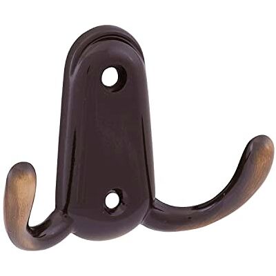 OBF Gancio per cappotto Canelli patinato, larghezza 17 mm, altezza 86 mm, doppio gancio in zinco pressofuso OBF Gancio per cappotto Canelli patinato, larghezza 17 mm, altezza 86 mm, doppio gancio in zinco pressofuso