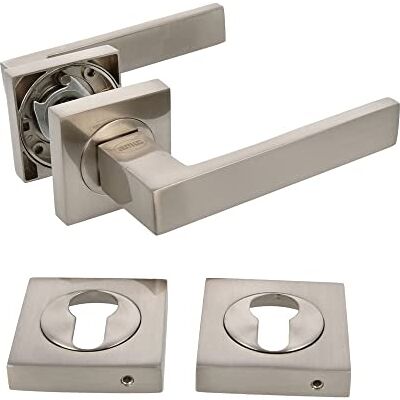 Amig Set di Maniglie per Porta Mod.Cadice Maniglie con Bocchetta, Design Elegante e Impugnatura Ergonomica 52 x 124 mm Alluminio Satinato Amig Set di Maniglie per Porta Mod.Cadice Maniglie con Bocchetta, Design Elegante e Impugnatura Ergonomica 52 x 124 mm Alluminio Satinato