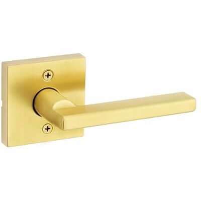 Kwikset Halifax Maniglia per porta a un lato, per armadi, doppie porte francesi e dispensa, in ottone satinato reversibile interno con leva push/pull con protezione Microban Kwikset Halifax Maniglia per porta a un lato, per armadi, doppie porte francesi e dispensa, in ottone satinato reversibile interno con leva push/pull con protezione Microban