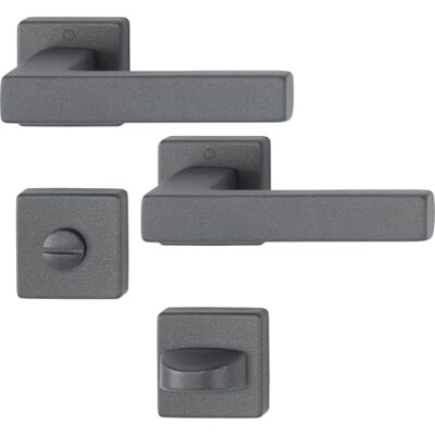 HOPPE Maniglia Austin 2 maniglie per porta su rosetta, TS 37 – 42 mm, in alluminio, colore: nero sabbia HOPPE Maniglia Austin 2 maniglie per porta su rosetta, TS 37 – 42 mm, in alluminio, colore: nero sabbia