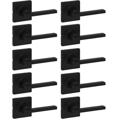 Kwikset Casey Maniglia per porta di passaggio interna, confezione da 10, per porte di armadi e corridoi, maniglia reversibile senza blocco, colore nero opaco, con protezione Microban Kwikset Casey Maniglia per porta di passaggio interna, confezione da 10, per porte di armadi e corridoi, maniglia reversibile senza blocco, colore nero opaco, con protezione Microban