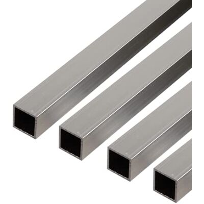 Alberts Tubo quadrato in alluminio, naturale, 1000 x 20 x 20 mm, set da 4 pezzi Alberts Tubo quadrato in alluminio, naturale, 1000 x 20 x 20 mm, set da 4 pezzi