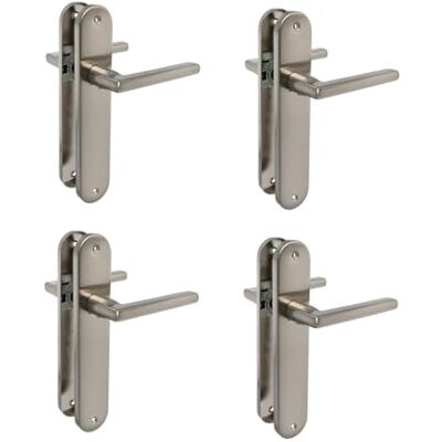 Amig Set di 4 maniglie per porta con piastra in acciaio – Modello – 240 x 45 mm – perno quadrato 8 mm – Design elegante e semplice – Senza foro – Alluminio nichelato spazzolato Amig Set di 4 maniglie per porta con piastra in acciaio – Modello – 240 x 45 mm – perno quadrato 8 mm – Design elegante e semplice – Senza foro – Alluminio nichelato spazzolato