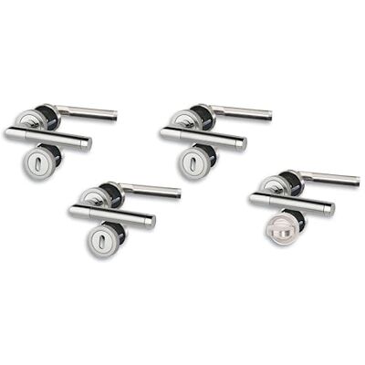 Alpertec Set di 4 rosette a V, in acciaio inox lucidato/satinato, per 3 porte, con fori per serratura e 1 porta del bagno, Cliprosette, diametro 52 mm, maniglia per porta Alpertec Set di 4 rosette a V, in acciaio inox lucidato/satinato, per 3 porte, con fori per serratura e 1 porta del bagno, Cliprosette, diametro 52 mm, maniglia per porta