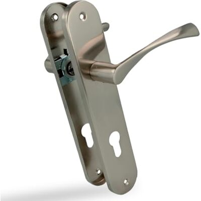 Amig Set maniglia in alluminio con placca quadrata 240x45 mm 122 mm Perno quadrato 8 mm Con foro chiave 85 mm Alluminio con finitura nichel spazzolato Amig Set maniglia in alluminio con placca quadrata 240x45 mm 122 mm Perno quadrato 8 mm Con foro chiave 85 mm Alluminio con finitura nichel spazzolato