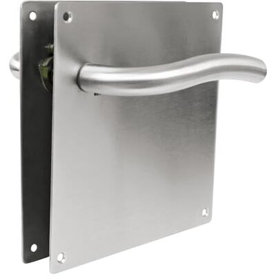 Amig Set di maniglie con placca per porta Maniglia con foro per pomello a 47mm Mod. 4CW47 Acciaio inossidabile 18/8 180 x 180 mm Quadro di 8 mm Argento opaco Amig Set di maniglie con placca per porta Maniglia con foro per pomello a 47mm Mod. 4CW47 Acciaio inossidabile 18/8 180 x 180 mm Quadro di 8 mm Argento opaco