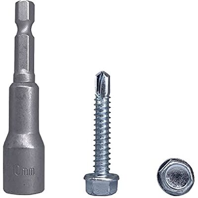 Marcopol Confezione da 150 pezzi, in acciaio zincato DIN 7504 K, 6,3 x 38 mm, viti autoforanti, testa rondella esagonale, autofilettante (150, 6,3 x 38 mm) Marcopol Confezione da 150 pezzi, in acciaio zincato DIN 7504 K, 6,3 x 38 mm, viti autoforanti, testa rondella esagonale, autofilettante (150, 6,3 x 38 mm)
