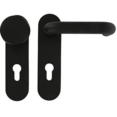 Amig – Maniglie per Porta Placca e Pomolo Fisso per Porta – Maniglia Interna con Pomolo Esterno di Sicurezza – Placca 172 x 46 mm – Quadro 9 mm – Acciaio con Polipropilene Nero Amig – Maniglie per Porta Placca e Pomolo Fisso per Porta – Maniglia Interna con Pomolo Esterno di Sicurezza – Placca 172 x 46 mm – Quadro 9 mm – Acciaio con Polipropilene Nero