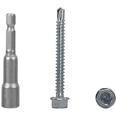 Marcopol Confezione da 120 pezzi DIN 7504 K in acciaio zincato 4,8 x 45 mm, viti autoforanti in lamiera di metallo, testa a rondella esagonale, autofilettante (120, 4,8 x 45 mm) Marcopol Confezione da 120 pezzi DIN 7504 K in acciaio zincato 4,8 x 45 mm, viti autoforanti in lamiera di metallo, testa a rondella esagonale, autofilettante (120, 4,8 x 45 mm)