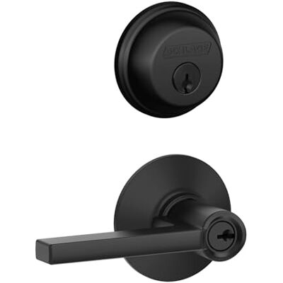 SCHLAGE FB50 N G LAT 622 Catenaccio Cilindro Singolo e Leva Latitude Entrata con Chiave, Nero Opaco SCHLAGE FB50 N G LAT 622 Catenaccio Cilindro Singolo e Leva Latitude Entrata con Chiave, Nero Opaco