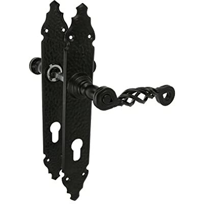 Amig Set di Maniglie Placca Martellinata 280 x 45 mm Foro chiave a 85 mm Ideale per aumentare la privacy di un ambiente Placca in acciaio e maniglia in Zamak nero Amig Set di Maniglie Placca Martellinata 280 x 45 mm Foro chiave a 85 mm Ideale per aumentare la privacy di un ambiente Placca in acciaio e maniglia in Zamak nero