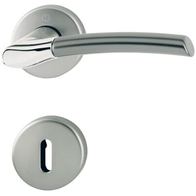 HOPPE maniglia Bergen con rosette BB colorato Bart, in ottone cromato/acciaio inox effetto, HOPPE maniglia Bergen con rosette BB colorato Bart, in ottone cromato/acciaio inox effetto,