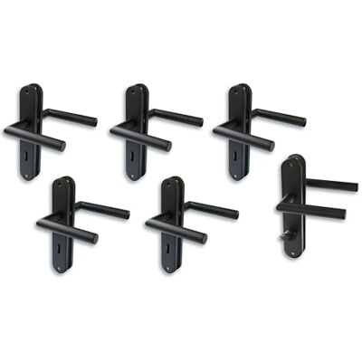 Alpertec Set di 6 accessori per porta, in acciaio inox nero, per 5 ante con fori colorati e 1 porta del bagno, maniglia della porta, maniglia della porta Alpertec Set di 6 accessori per porta, in acciaio inox nero, per 5 ante con fori colorati e 1 porta del bagno, maniglia della porta, maniglia della porta