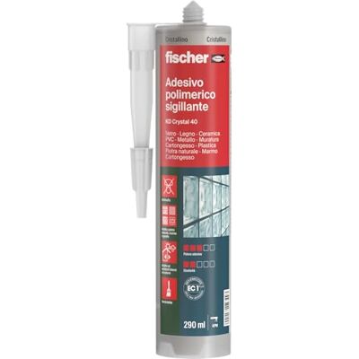 Fischer KD Crystal 40 Adesivo Sigillante Trasparente Cristallino con Antimuffa, Polimerico, Colla per Legno, Vetro Ceramica, Plastica, Metallo, Muratura, Marmo, Granito, Pietra Naturale, Fischer KD Crystal 40 Adesivo Sigillante Trasparente Cristallino con Antimuffa, Polimerico, Colla per Legno, Vetro Ceramica, Plastica, Metallo, Muratura, Marmo, Granito, Pietra Naturale,