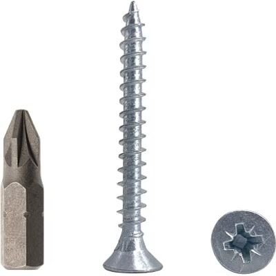 Marcopol Confezione da 200 pezzi in acciaio zincato 5,0 x 45 mm viti per legno, viti per truciolato, vite universale Pozi-Drive, PZ completamente filettato, testa svasata Pozidriv (200, 5,0 x 45 mm) Marcopol Confezione da 200 pezzi in acciaio zincato 5,0 x 45 mm viti per legno, viti per truciolato, vite universale Pozi-Drive, PZ completamente filettato, testa svasata Pozidriv (200, 5,0 x 45 mm)