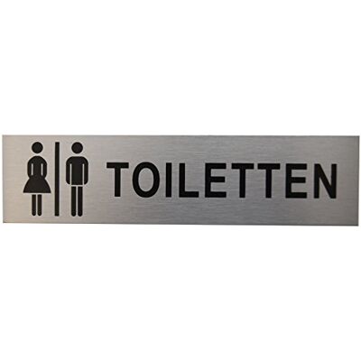 Alpertec Cartello in Alluminio per Toilette da Donna/Uomo, 160 x 40 mm, Taglia unica Alpertec Cartello in Alluminio per Toilette da Donna/Uomo, 160 x 40 mm, Taglia unica