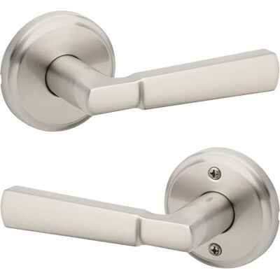 Kwikset Perth Maniglia per porta di passaggio interno, leva per porte di armadi e corridoi, maniglia reversibile non bloccabile, in nichel satinato, con protezione Microban Kwikset Perth Maniglia per porta di passaggio interno, leva per porte di armadi e corridoi, maniglia reversibile non bloccabile, in nichel satinato, con protezione Microban