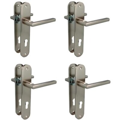 Amig Confezione da 4 set di maniglie con piastra in acciaio per porte mod. -240 x 45 mm – Quadretto da 8 mm – Design elegante e semplice – Con Bocallave – Alluminio nichel spazzolato Amig Confezione da 4 set di maniglie con piastra in acciaio per porte mod. -240 x 45 mm – Quadretto da 8 mm – Design elegante e semplice – Con Bocallave – Alluminio nichel spazzolato