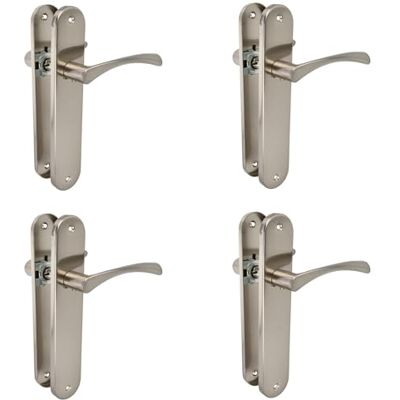 Amig – Set di 4 maniglie per porta in acciaio – Modello ISHI PB – 240 x 45 mm – Mandrino 8 mm – Design elegante e semplice – Senza foro per serratura – Nichel-Alluminio spazzolato Amig – Set di 4 maniglie per porta in acciaio – Modello ISHI PB – 240 x 45 mm – Mandrino 8 mm – Design elegante e semplice – Senza foro per serratura – Nichel-Alluminio spazzolato