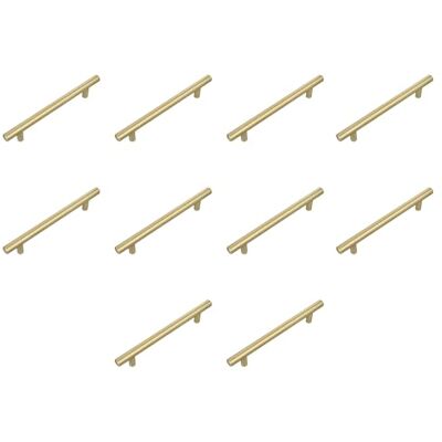 Amig Confezione da 10 Maniglie per mobili 96 Mm Colore Oro Spazzolato Realizzato in Acciaio Per cassetti e armadi Mod. Amig Confezione da 10 Maniglie per mobili 96 Mm Colore Oro Spazzolato Realizzato in Acciaio Per cassetti e armadi Mod.