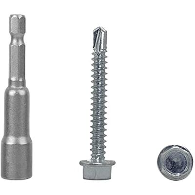 Marcopol Confezione da 120 pezzi DIN 7504 K in acciaio zincato 4,8 x 38 mm, viti autoforanti in lamiera di metallo, testa a rondella esagonale, autofilettante (120, 4,8 x 38 mm) Marcopol Confezione da 120 pezzi DIN 7504 K in acciaio zincato 4,8 x 38 mm, viti autoforanti in lamiera di metallo, testa a rondella esagonale, autofilettante (120, 4,8 x 38 mm)