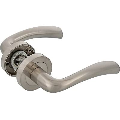 Amig Set di Maniglie con Rosetta in Zamak per porte Mod. Ø52 mm Quadretto da 8 mm Design elegante e semplice Alluminio Nichel Spazzolato Amig Set di Maniglie con Rosetta in Zamak per porte Mod. Ø52 mm Quadretto da 8 mm Design elegante e semplice Alluminio Nichel Spazzolato