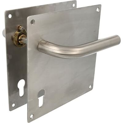 Amig Set di maniglie con placca per porta Maniglia con foro per pomello a 47mm Mod. 4CW47 Acciaio inossidabile 18/8 180 x 180 mm Quadro di 8 mm Argento opaco Amig Set di maniglie con placca per porta Maniglia con foro per pomello a 47mm Mod. 4CW47 Acciaio inossidabile 18/8 180 x 180 mm Quadro di 8 mm Argento opaco