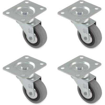 Amig Set di 4 Ruote per Mobili Ø 60 mm Portata Massima per Ruota 35 kg Piastra in Acciaio Realizzate in Gomma Senza Freno Ideali per Sedie da Ufficio e Piccoli Mobili Amig Set di 4 Ruote per Mobili Ø 60 mm Portata Massima per Ruota 35 kg Piastra in Acciaio Realizzate in Gomma Senza Freno Ideali per Sedie da Ufficio e Piccoli Mobili