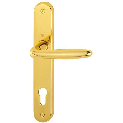 HOPPE Maniglia Rosy su piastra lunga, distanza 88 mm, per porte di spessore 35-54 mm, ottone lucido HOPPE Maniglia Rosy su piastra lunga, distanza 88 mm, per porte di spessore 35-54 mm, ottone lucido