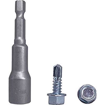 Marcopol Confezione da 50 viti DIN 7504 K in acciaio zincato 6,3 x 19 mm, viti autoperforanti, testa esagonale rondella autofilettante (50, 6,3 x 19 mm) Marcopol Confezione da 50 viti DIN 7504 K in acciaio zincato 6,3 x 19 mm, viti autoperforanti, testa esagonale rondella autofilettante (50, 6,3 x 19 mm)