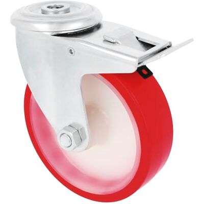 Amig Set 4 Ruote con Freno Ø 125 mm Ruote Girevoli con Foro Peso Massimo 170 Kg Per Spostare Mobili Pesanti Cuscinetti a Rulli Nucleo in Nylon Bianco Poliuretano Rosso Amig Set 4 Ruote con Freno Ø 125 mm Ruote Girevoli con Foro Peso Massimo 170 Kg Per Spostare Mobili Pesanti Cuscinetti a Rulli Nucleo in Nylon Bianco Poliuretano Rosso