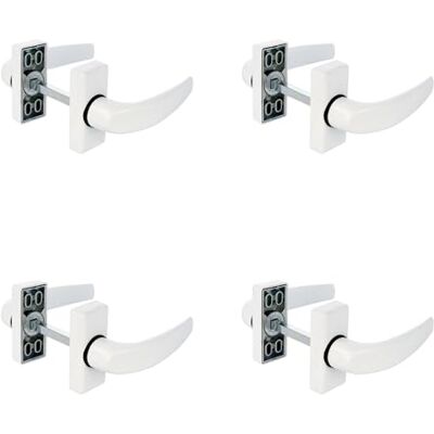 Amig Set di 4 maniglie per porta a rosetta, modello , 121 x 72 mm, mandrino da 8 mm, design elegante e semplice, impugnatura ergonomica, alluminio bianco Amig Set di 4 maniglie per porta a rosetta, modello , 121 x 72 mm, mandrino da 8 mm, design elegante e semplice, impugnatura ergonomica, alluminio bianco
