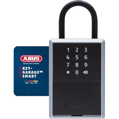 ABUS Cassetta Portachiavi Smart KEYGARAGE One – Apertura tramite App con Smartphone o Codice Numerico – Portachiavi per 20 Chiavi – Ideale per Case Vacanza – Modello 797 con Gancio, Nero ABUS Cassetta Portachiavi Smart KEYGARAGE One – Apertura tramite App con Smartphone o Codice Numerico – Portachiavi per 20 Chiavi – Ideale per Case Vacanza – Modello 797 con Gancio, Nero